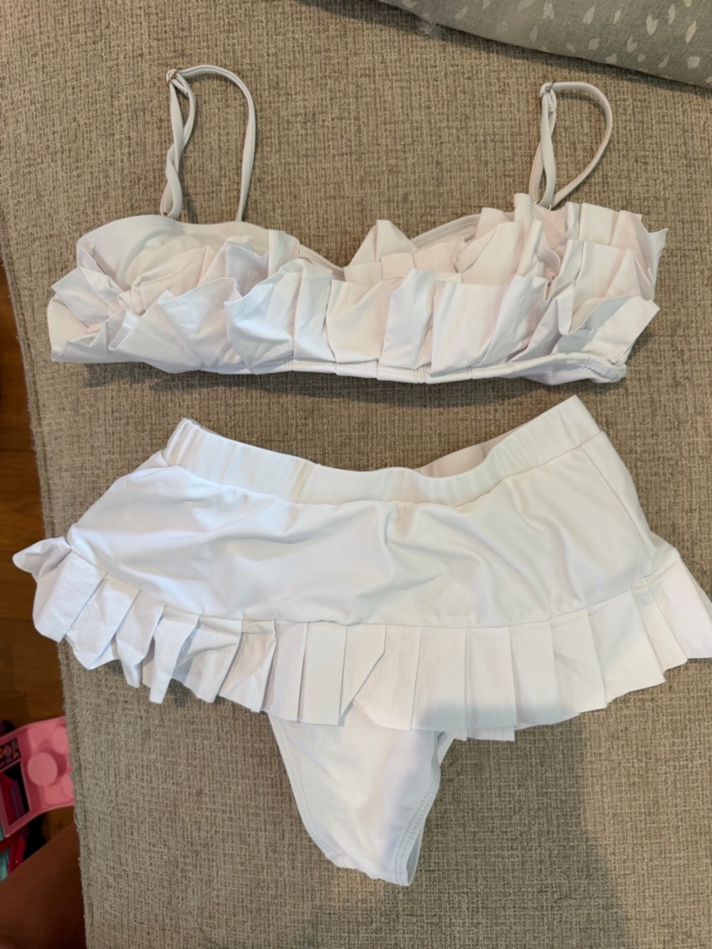 Ruffled Two-Piece White Swim Set - Women